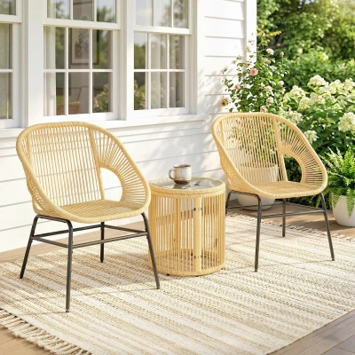 Outsunny Set da Bistrò da 3 Pezzi con Tavolo e 2 Sedie, Beige