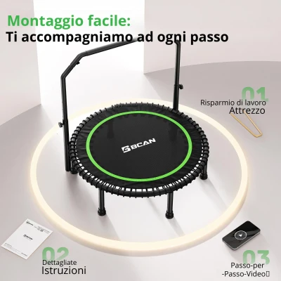 Rebounder-Trampolino per adulti, Nero+Verde