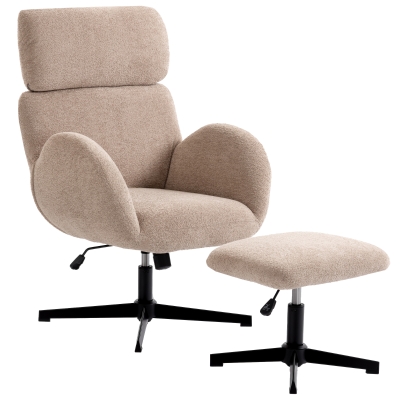 HOMCOM Swivel Armchair Set Rocking Adjustable Light Brown