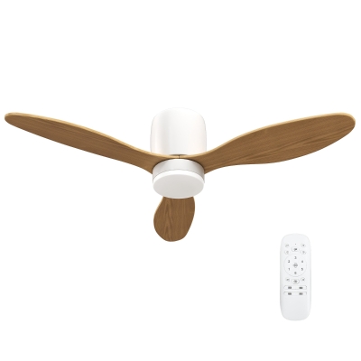 HOMCOM Plafondventilator met instelbare verlichting en afstandsbediening 115 cm, 3 kleuren, 3 bladen, 6 snelheden, timer, Naturel