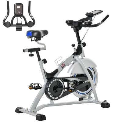 HOMCOM Cyclette professionale 124cm x 50cm x 105-111cm Argento, Nero