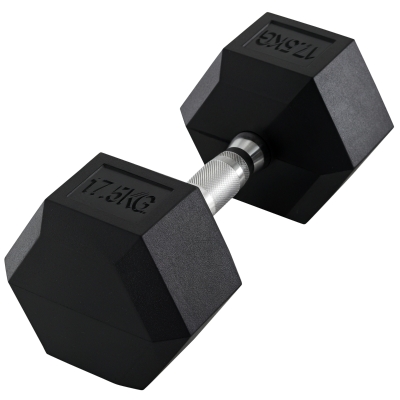 HOMCOM 17.5KG Rubber Hex Dumbbell Portable Home Gym