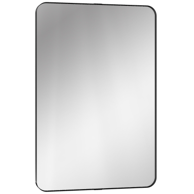 HOMCOM Wall-Mounted Bathroom Mirror Aluminium 90x60cm Black