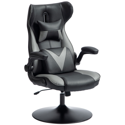 Vinsetto Gaming-Stuhl mit Schaukelfunktion, Drehstuhl, höhenverstellbar, gepolsterter Sitz, Metall, 67 x 71 x 112 cm, Grau