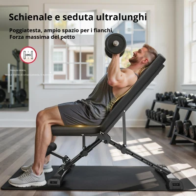 Panca multifunzionale per pesi, Nero