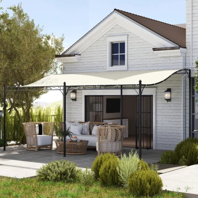 Outsunny 3 x 5 m pergola, flexibel tuindak met waterdichte doek en metalen frame, schaduwgever, Crèmewit