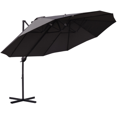parasol met zwengel dubbele parasol tuinparasol zonwering metaal grijs