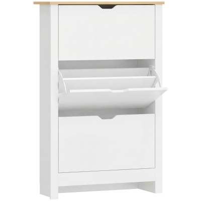 HOMCOM Schoenenkast Schoenenrek Schoenenopslag, 3 vakken, 18 paar schoenen, 72 cm x 26 cm x 112 cm, Wit + Bruin