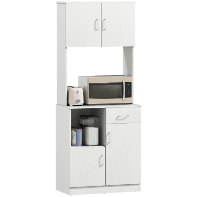 HOMCOM Armario de Cocina con 1 Cajón Estante Ajustable y Estante Abierto Estilo Moderno Antivuelco 71x41x178 cm Blanco