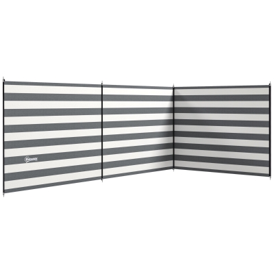Outsunny Paravento da Spiaggia Pieghevole 540x150 cm, Grigio