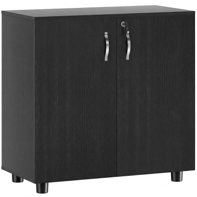 Vinsetto Meuble Bureau Noir avec Serrure et Étagère 80x40x80 cm