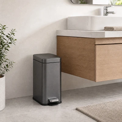HOMCOM 5L Steel Bin Quiet-Close Pedal Grey