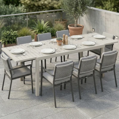 Outsunny Tavolo da Giardino Allungabile in Alluminio Bianco