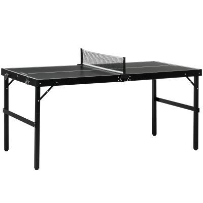 SPORTNOW Mesa de Ping Pong Dobrável com Estrutura de Alumínio Portátil para Interior e Exterior 152x76x72 cm Preto