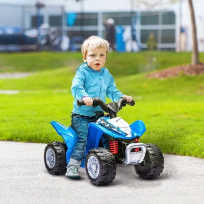AIYAPLAY Elektrisch kinderquad, LED-licht, claxon, brede banden, comfortabele zitting, antislip handgrepen, blauw