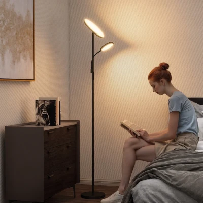 HOMCOM Mother & Child Floor Lamp Dimmable Black