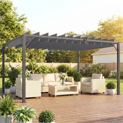 Pergola Gazebo 2.13H x 3.9L x 2.95Wm Grey