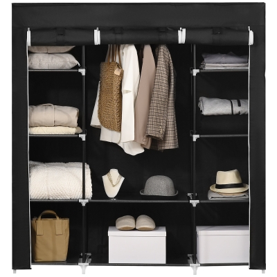 HOMCOM Portable Fabric Wardrobe Clothes Storage 150x43x162.5cm Black