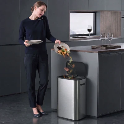 HOMCOM Sensor Bin Stainless Steel 55L Kitchen Silver