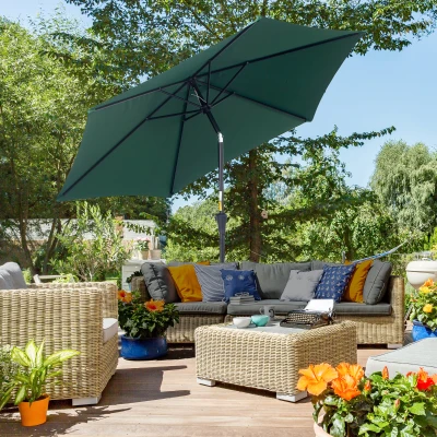 Outsunny Parasol Inclinable Ø2,6m Vert Aluminium