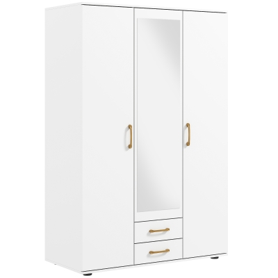 HOMCOM Armadio 3 Ante con Specchio e 2 Cassetti, Bianco