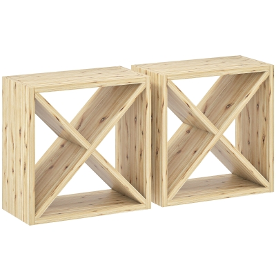 HOMCOM Wooden Wine Rack Set, 24-Bottle Storage Natural