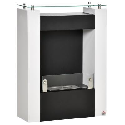 HOMCOM Ethanol haard bio-ethanol brander 2000W 3 uur rookvrij wit + zwart
