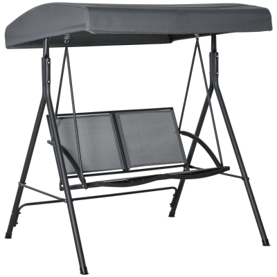 Outsunny Columpio de Jardín Exterior de 2 Plazas Techo Ajustable y Marco de Acero Asientos Textilene 140x118x162 cm Gris Oscuro