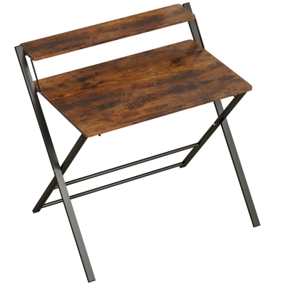 HOMCOM Folding Desk with Storage Rustic Brown