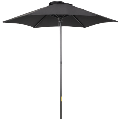 Outsunny Parasol Ø196 cm met Kantelfunctie, Zeshoekig voor Strand, Balkon en Tuin, Zwart