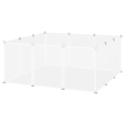 PawHut Box doe-het-zelf puppy-box kleine huisdieren loopbox 12 panelen wit