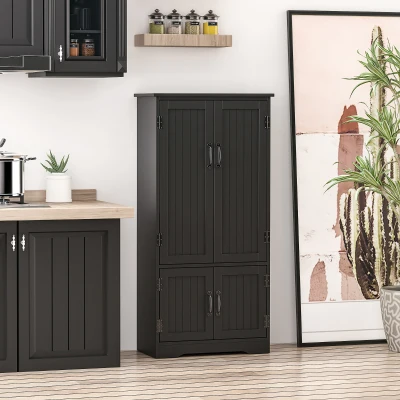 HOMCOM Buffet Cuisine Noir Multi-Rangements MDF