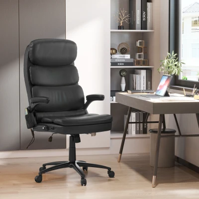 Vinsetto Fauteuil Bureau Massant Ergonomique Pivotant Noir