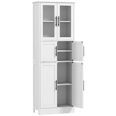 HOMCOM Meuble Salle de Bain 6 Niveaux 6 Portes 60x30x170cm Blanc