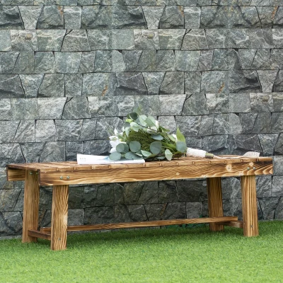 Outsunny 3-Piece Wooden Bench Loveseat Carbonised 110x38cm