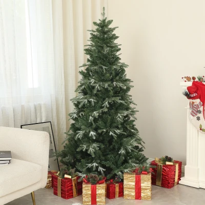 Brad de Crăciun înzăpezit de 180 cm cu 850 de ramuri, verde
