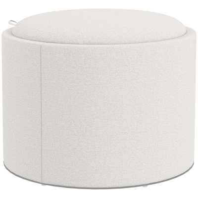 HOMCOM Opbergpoef met bekleding, verborgen opbergruimte, omkeerbare deksel, 56 cm x 56 cm x 42 cm, Crème + Natuur