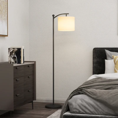 HOMCOM Vloerlamp met verstelbaar licht, voetschakelaar, afstandsbediening, metaal, zwart