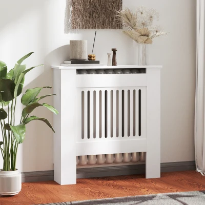 HOMCOM Radiatorombouw, Verwarmingsafdekking, 78 x 19 x 81cm, Radiator-afdekking voor Slaapkamer, Woonkamer, MDF, Wit