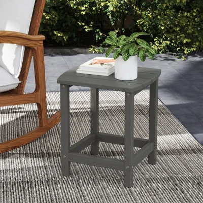Outsunny Tuintafel, weerbestendig balkontafel van HDPE, eettafel outdoor campingtafel voor tuin terras balkon 48x37x46 cm grijs