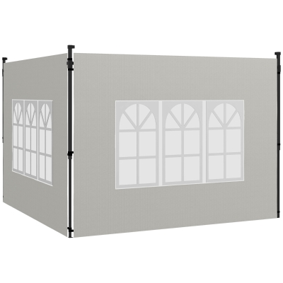 Outsunny 2-delige set zijwanden voor paviljoen 3x3 3x6 waterdichte zijpanelen met raam Wit