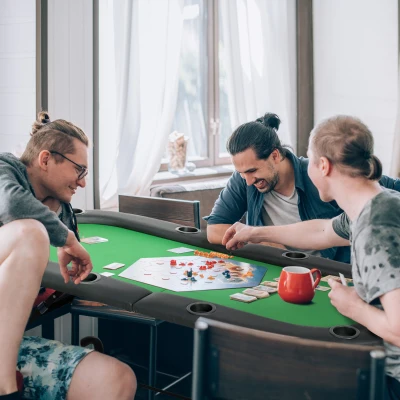 HOMCOM 8 Player Folding Poker Table Oval Metal Base 183x82cm Green