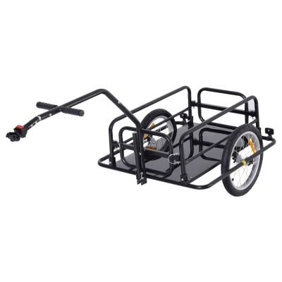 HOMCOM Aanhangwagen koppeling transportaanhanger fietskar bolderwagen zwart