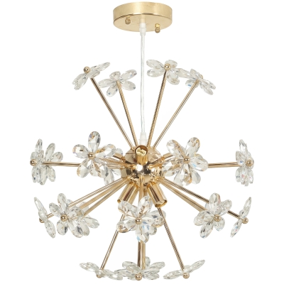 HOMCOM Crystal Pendant Light Modern Adjustable Ceiling Clear