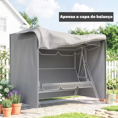 Outsunny Capa para Móveis de Jardim Capa Protetora para Baloiços de Exterior com Fecho de Correr 177x114x152 cm Cinzento