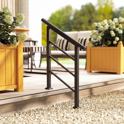 Outsunny Rampe Escalier 95cm Angle Réglable Noir avec Kit