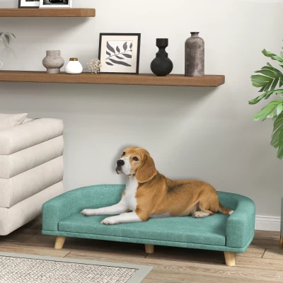 PawHut Hondenbed Hondensofa Huisdiersofa, Eucalyptushout, 98 x 67 x 25 cm, Groen
