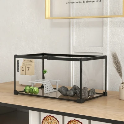 PawHut Terrarium Reptiles Transparent Treillis Métal