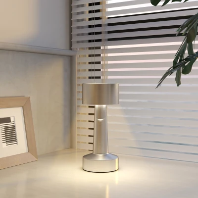 HOMCOM Cordless Touch LED Desk Lamp Silver 3 Colour