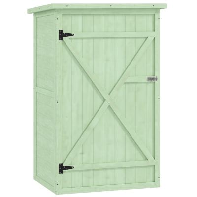 Outsunny Gartenschrank Holz Geräteschuppen mit Ablage Abschließbar Tür Bodenplatte Asphalt-Pultdach 75 x 56 x 115 cm